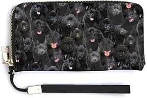GENERIC Schipperke Dog Print Wallets for Women Men, Funny Black Dogs Pattern Leather Zipper Card Holder Coin Purse, Gift for Schipperke Dog Lover/Pet Owner/Dog Dad Mom