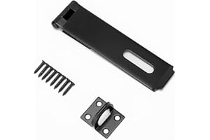 DURIGID 7-1/2 Inch Hasp Latch Heavy Duty Shed Door Latch Barn Door Lock, Padlock Latch Hasp for Shed Fence Gate Barn Door Drawer, Black Finish, 1 Pack