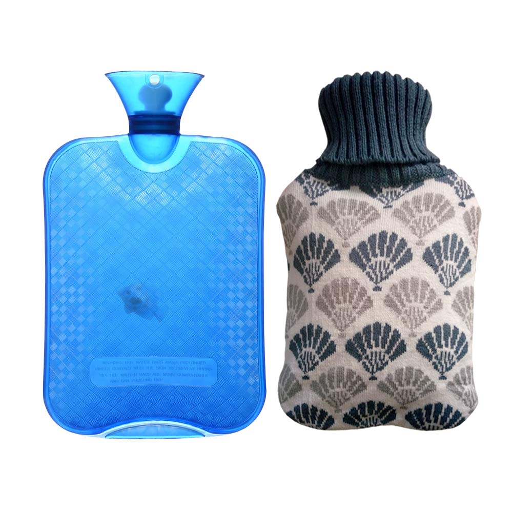 Hot Water Bottle Hot Water Bag with Knit Cover 2L Thicked PVC Retains Heat for 6 Hours Winter Warm Relaxing Heat Cold Therapy