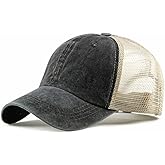 CLAPE Vintage Mesh Baseball Cap Low Profile Trucker Hat for Men Breathable Cotton Summer Cool Hat Outdoor Ball Cap