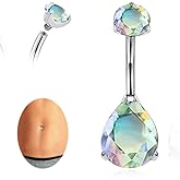 limerencia G23 Titanium Belly Button Rings hypoallergenic medical implant grade 14G Teardrop CZ Belly Navel Rings Piercing Belly Bars