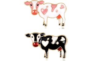 APOL 2pcs Charming Milk Cow Brooch Pins Alloy Enamel Dairy Cow Breastpin Lapel Pin Set Cloth Decoration for Women Teen Girl Kids