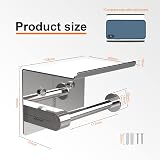 Ibergrif Chrome Toilet Roll Holder with Shelf, Self-Adhesive, Stainless Steel view 6
