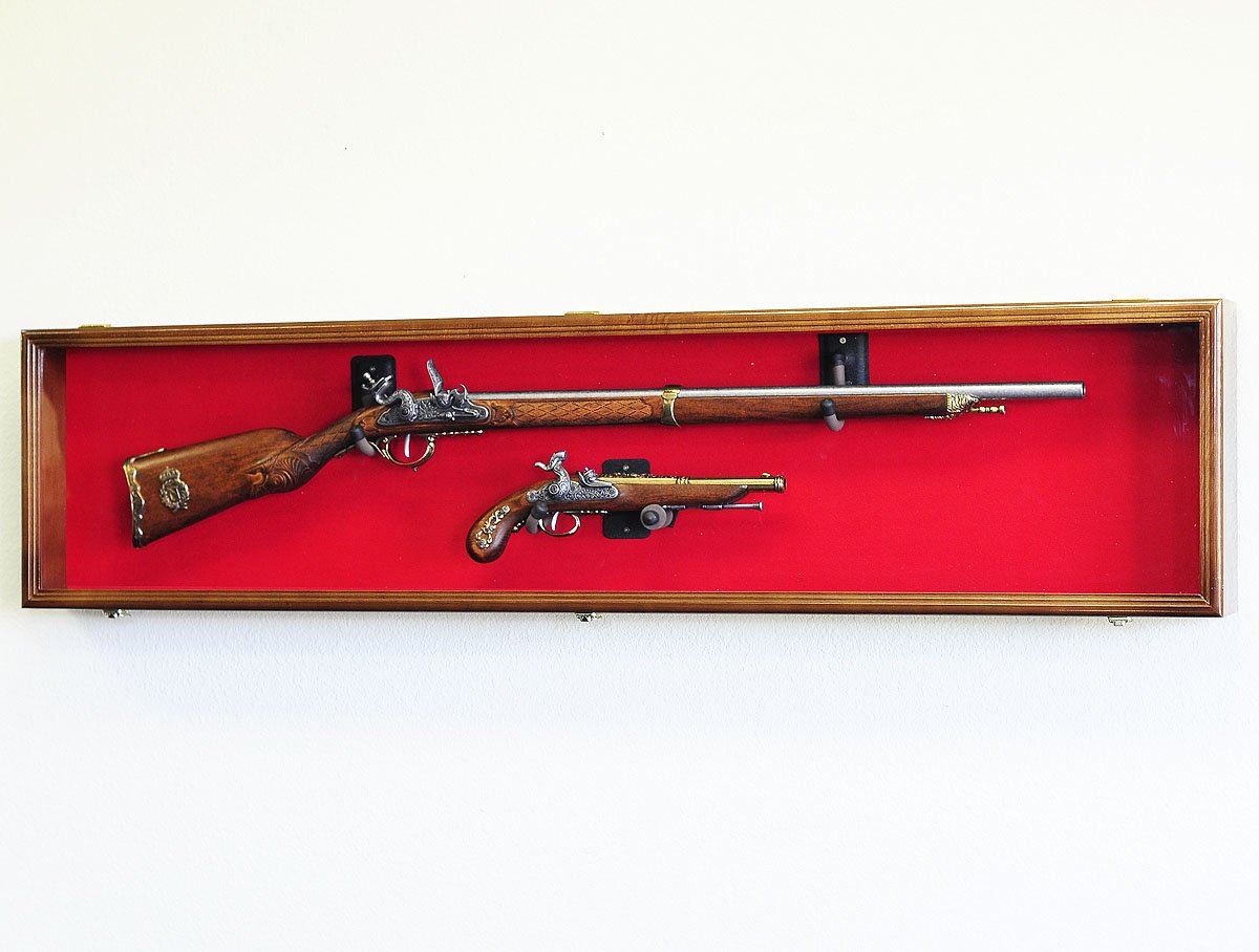 Long Rifle/Musket Gun Display Case Wall Rack w/UV Protection Lockable Buy Online in