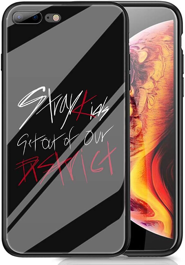 Amazon Com Ruiwei Rwno 308 Stray Kids Signature Designed For Iphone 7 Plus 8 Plus Case Tempered Glass Back Cover And Black Anti Scratch Shock Absorption Cover Case