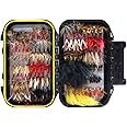 Croch 120pcs Dry/Wet Flies Box Set - Mix Designs Fishing Lure for Bass, Salmon, Trout - Floating/Sinking Assortment with Waterproof Fly Box
