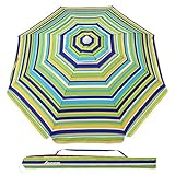 MOVTOTOP 6.5ft Beach Umbrella, UV 50+ Protection Beach Umbrella with Sand Anchor and Tiltable Aluminum Pole, Windproof Beach Umbrella with Portable Carry Bag for Outdoor Travel(Green/Yellow)