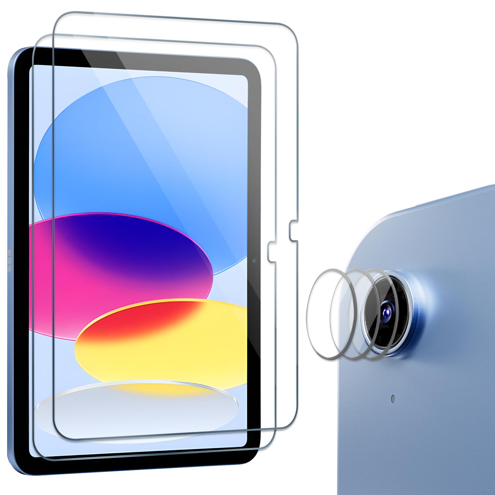 ProCase 2+3 Pack Tempered Screen Protector for iPad (A16) 11th 2025 | iPad 10th Generation | with Camera Lens Protector | Protective Glass Film Guard | for iPad 11