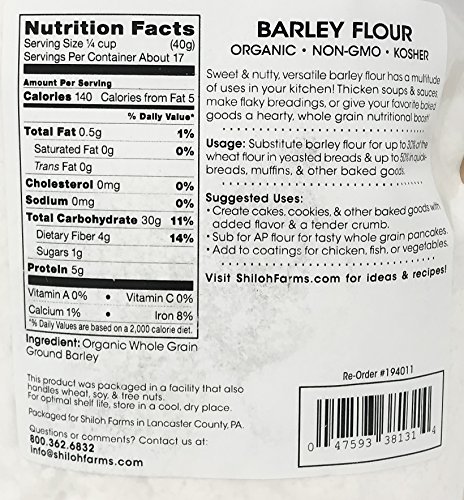 Shiloh Farms - Organic Barley Flour, 2 Packs - 24 Ounce each