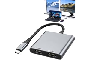 HDMI Splitter for Dual Monitors Extended Display 1 in 2 Out 4K USB C to 2 HDMI Adapter Extender for MacBook Laptop Support Al