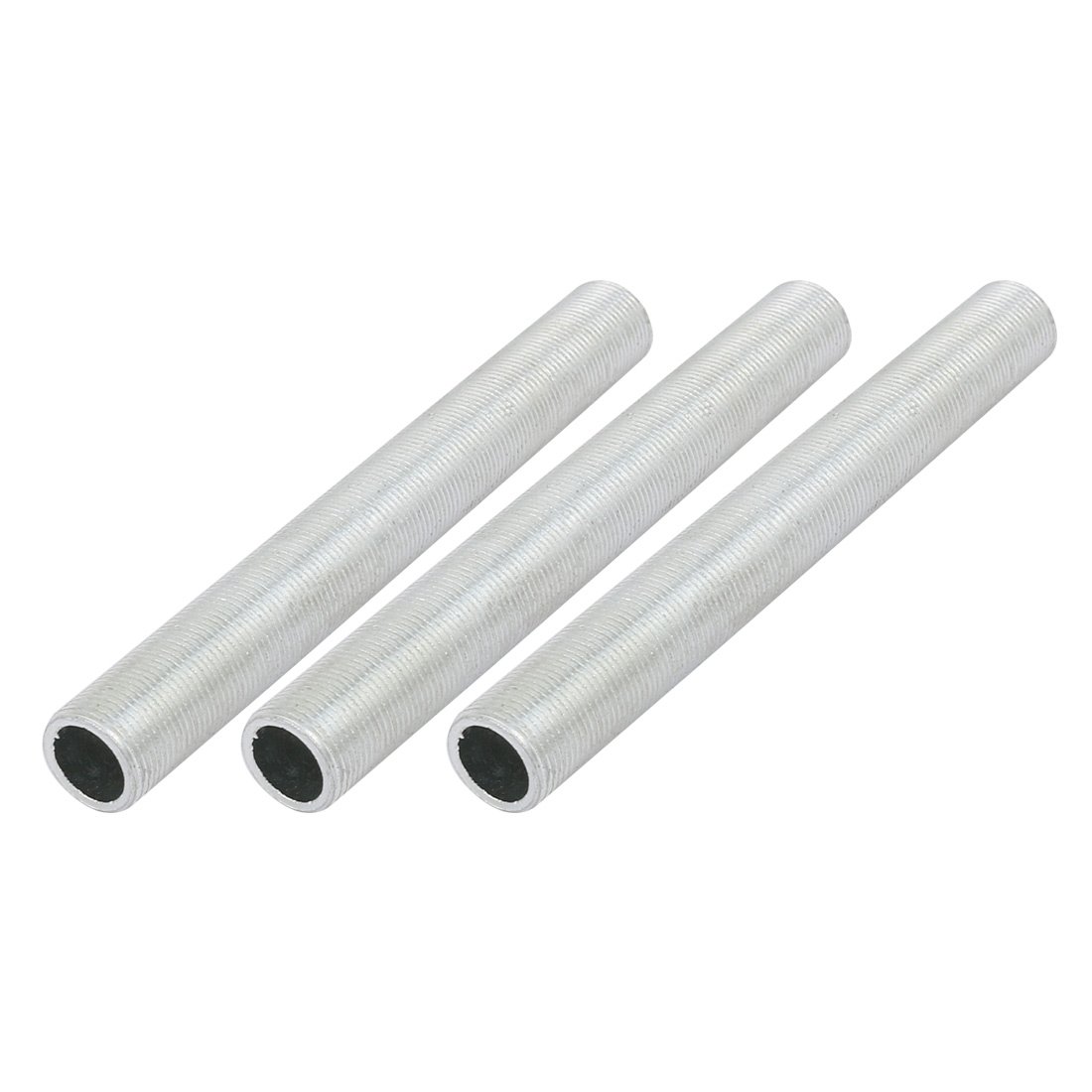 Sourcingmap Lamp Pipe Nipple, M14 Thread 120mm Length Hollow Lamps Repair Part Hardware for Lamp Lights, Zinc Alloy Silver Tone, Pack of 3