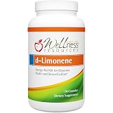 Wellness Resources High Potency d-Limonene Capsules 1000mg, 120 Capsules - Orange Peel Extract for Digestive Health, Heartburn, Acid Reflux, Detoxification