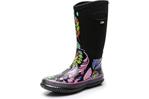 WTW Mid Calf Rain Boots for Women - Waterproof Insulated Neoprene Mud Boots Outdoor Hunting Garden Boots