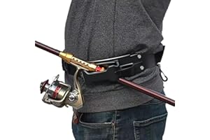 HOSENK 3rd Hand Rod Holder - Adjustable Belt Fishing Rod Holder for Fly Fishing Bank Fishing Belt Wading Accessories