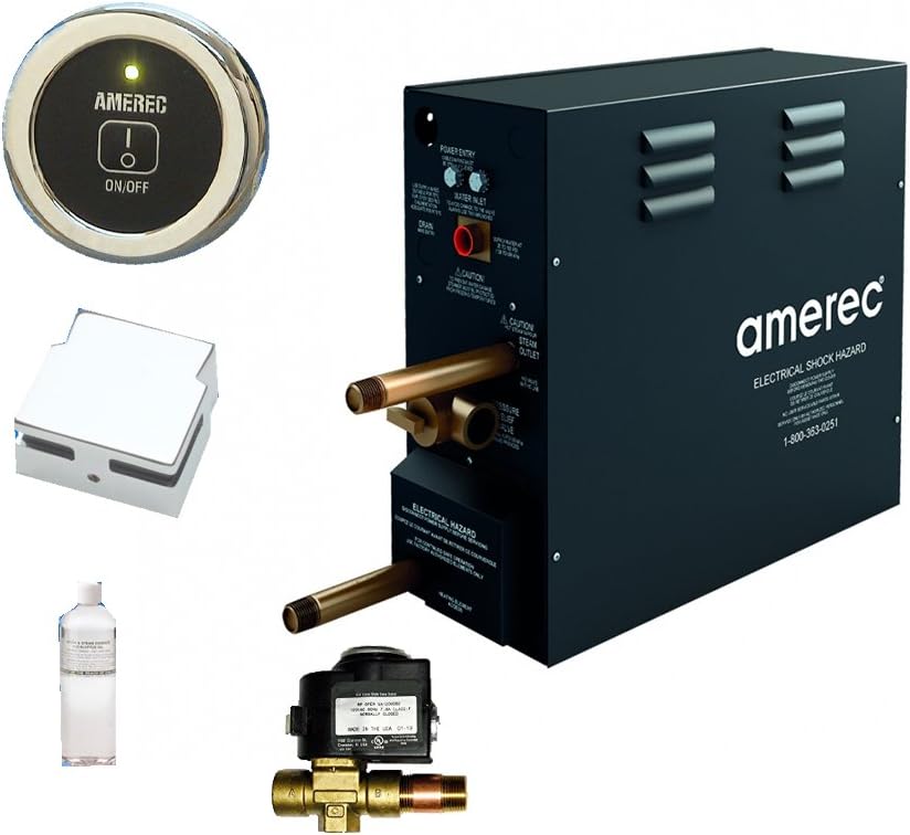 Amerec AK 14 KW Steam Bath Generator with R30K On/Off Control - Steam Head - Autoflush and Free Aroma Therapy Oil