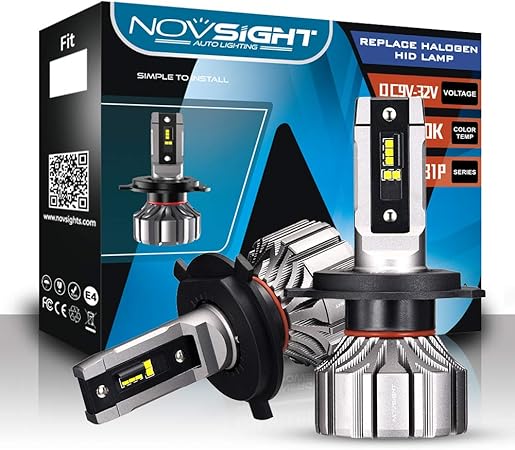 Amazon Novsight H4 Hi Lo Ledヘッドライト 新車検対応 H4 Ledバルブ lm 50w ファンレス 360 調整可能 驚異の純正ハロゲンサイズ登場 99 車種対応 360 発光 2年保証 静音 2個セット 車 バイク 車 バイク
