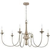 Kira Home Sherbrooke 44" Large Chandelier, 6-Light French Country Chandelier, Smoked Cedar + Rustic Metal Finish