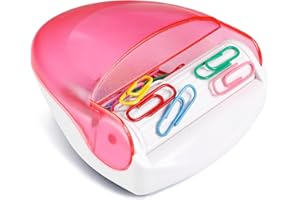 BITOSEE Paper Clip Holder, Magnetic Paper Clip Dispenser with 100pcs 28mm Pink Paper Clips, Cute Office Supplies for Desk Organizer