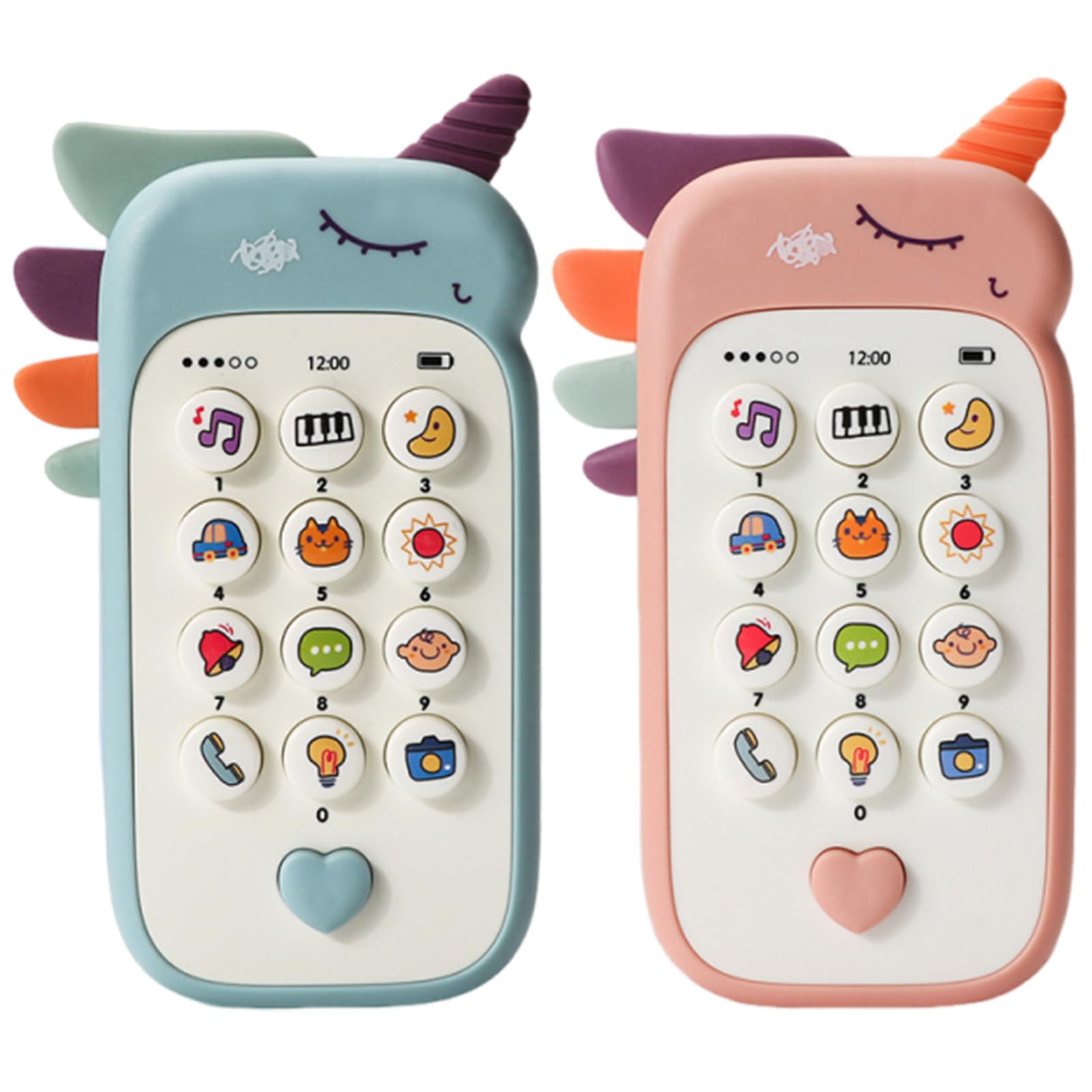 2 Pcs Play Phone for Baby Phone Toys, Interactive Play Phone Toy, 1st Birthday Gifts for Girls, Pretend Play Toy Mobile Phone with Music, 1 Year Old Girls Musical Toys