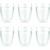 Bodum Pavina Outdoor Shatterproof Double Wall Plastic Tumbler 6-Pack, 12 Ounce, Clear