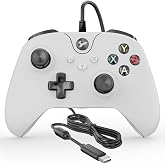 YAEYE Wired Controller for Xbox One, Enhanced Gaming Controller Compatible with Xbox Series X|S / PC Windows 10/11, Plug-and-Play with Dual Vibration Motors 3.5mm Headset Jack, 7.2ft Long USB Cable - White