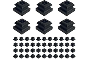 DEVALLEY Iron Balusters Flat Shoes, Aluminum Alloy Level Staircases Shoes for 1/2 Inch Square Interior Balusters,Satin Black Wrought Iron Spindle Shoes - Set of 50……