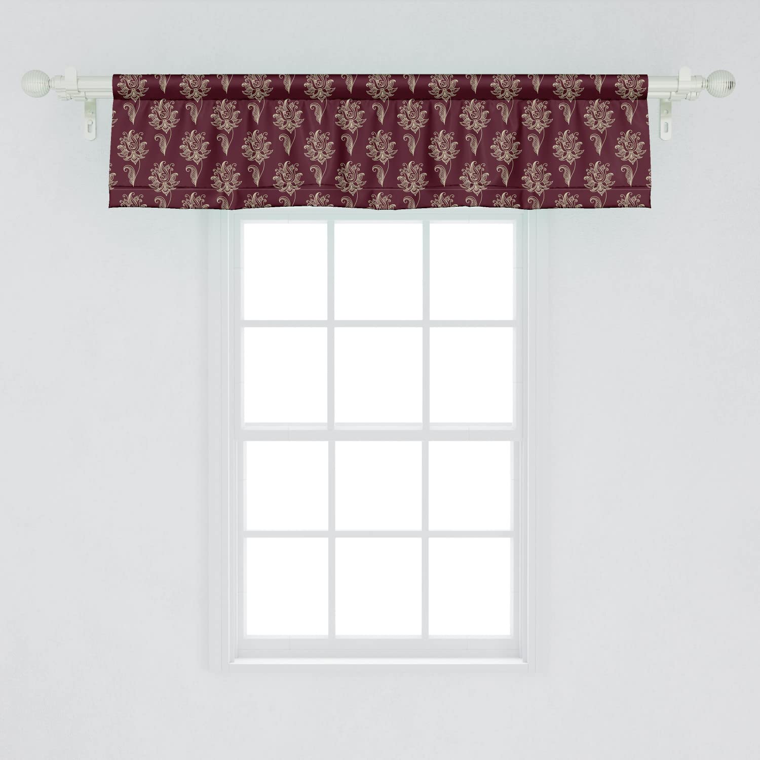 Ambesonne Maroon Window Valance Pack of 2, Rhythmic