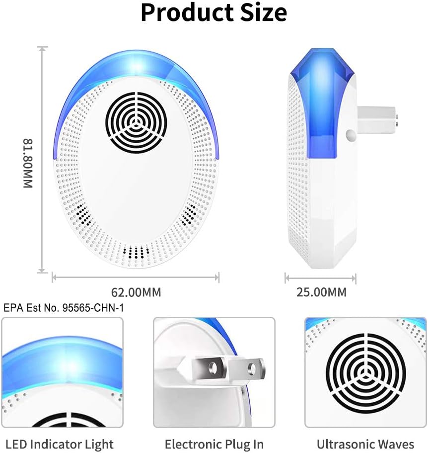 Bocianelli Ultrasonic Pest Repeller 6 Pack, 2020 Pest Repellent, Pest Control Set of Electronic Plug in Indoor for Pests : Garden & Outdoor