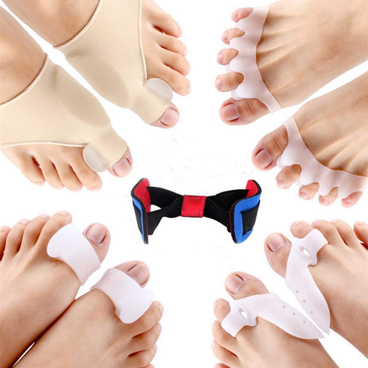 JYtoponline Bunion Corrector and Bunion Pain Relief Kit, Gel Bunion Pads & Sleeve, Toe Separators Spacers Straighteners for Men and Women- Hammer Toe,Hallux Valgus, Big Toe Joint in Toe 9 Pack