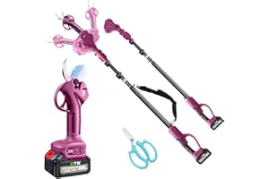 FAILENFEIVP 2-in-1Electric Pruning Shears with Pole,Cordless Pruning Shears with LCD Display＆SK7 Blades-Adjustable Cutting Diameter0.59-1.2"＆21V 2 x 3.0Ah Premium Thickened Stainless