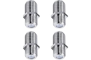HYTEK (4-Pack, Silver) RG6 Coaxial Cable Female to Female Connectors, for Extension and Connection of Two Coaxial RG6 Video C