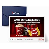 Giftory AMC Gift Card for 2 Movie Night, 2 Movie Tickets, Drinks &amp; Popcorn | For All 400+ Locations Excluding NY, NJ, CA, Physical AMC Movie Night Gift Card, Movie Night Gift Basket Supplies for Couples