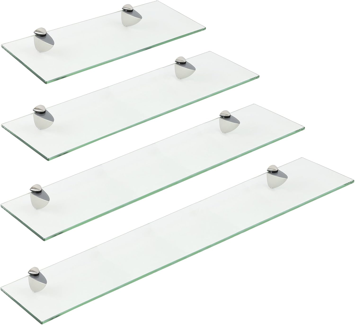 Hartleys Clear Glass Wall Shelf with Metal Mounts Amazon.co.uk