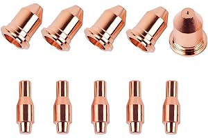 SHINNOUS Plasma Cutter Consumable Kit for Harbor Freight Titanium 45,Tips&Electrode 56811 56255,45Amp (5Tips+5Electrodes,PK-10)
