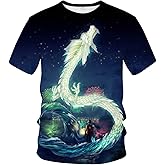 LAOLIUSN Men's Dragon T Shirt Summer Short Sleeve Tees Tops Animal Theme Shirt Anime Graphic Shirt