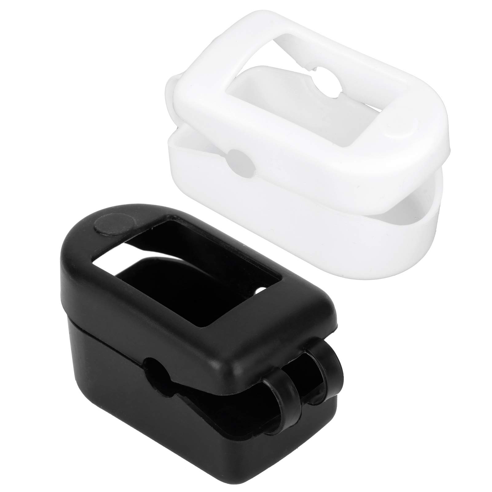 2Pcs Oximeter Silicone Cover,Portable Fingertip Pulse Monitor Protector Oximeter Storage Case for Travel Home(Black+white)