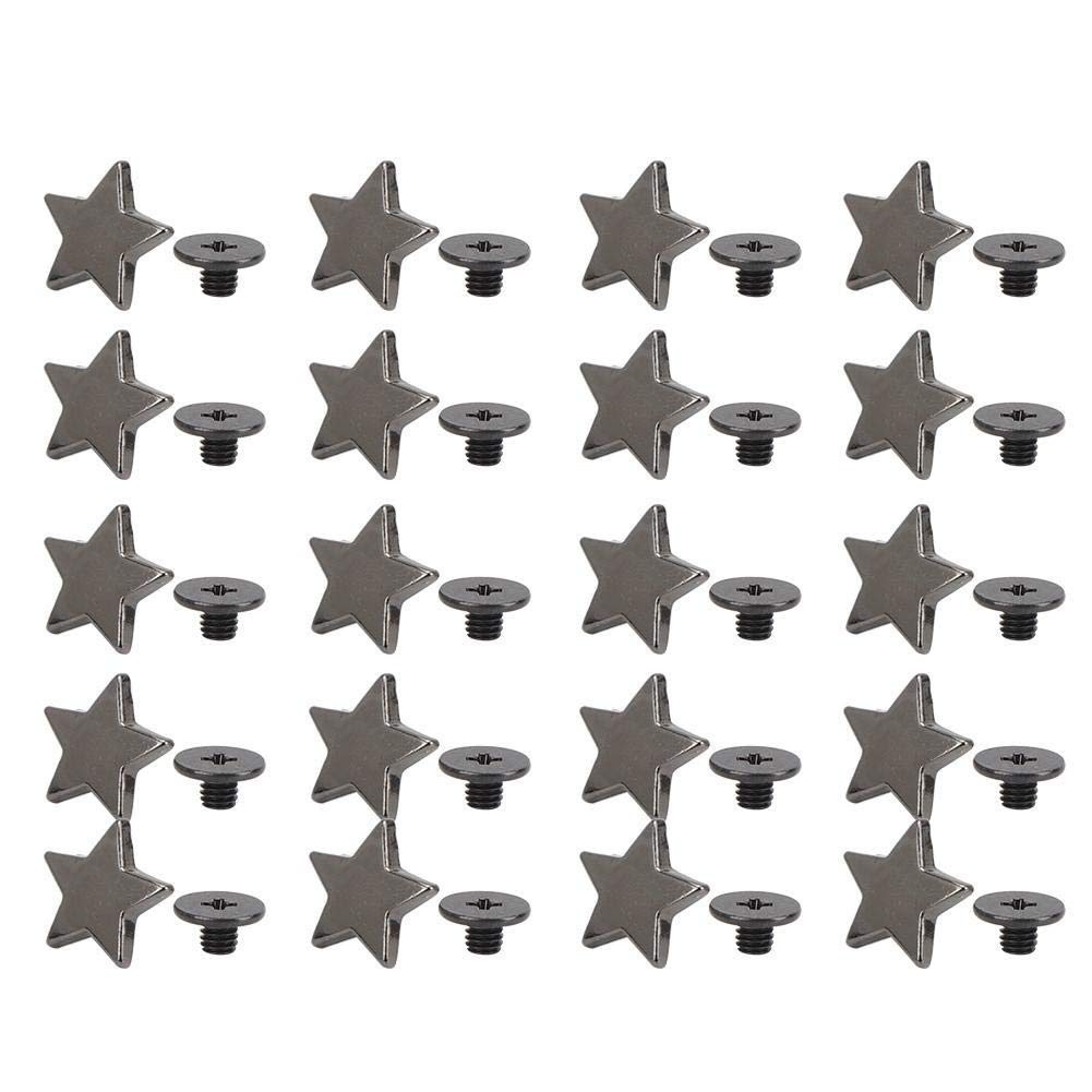 20Pcs Rivet with Screws DIY Stud Button Star Shape DIY Clothes Shoes Decoration Accessories(Black Metal)