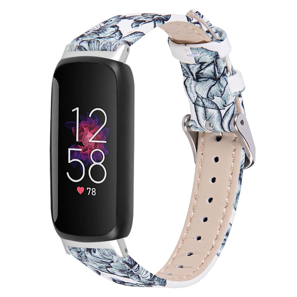 MYAYD Bracelet Compatible with Fitbit Inspire 2 Wristband/Fitbit Inspire 3 Wristband, Soft Leather Strap, Genuine Leather, Adjustable Replacement Strap for Women, Multicoloured, 181 mm