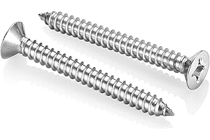 MELLEWELL 100PCS #4 x 1-1/2" (3/8" to 1-1/2" Available) Flat Head Sheet Metal Screws Phillips Drive Wood Screws, 304 Stainless Steel 18-8, Self Tapping