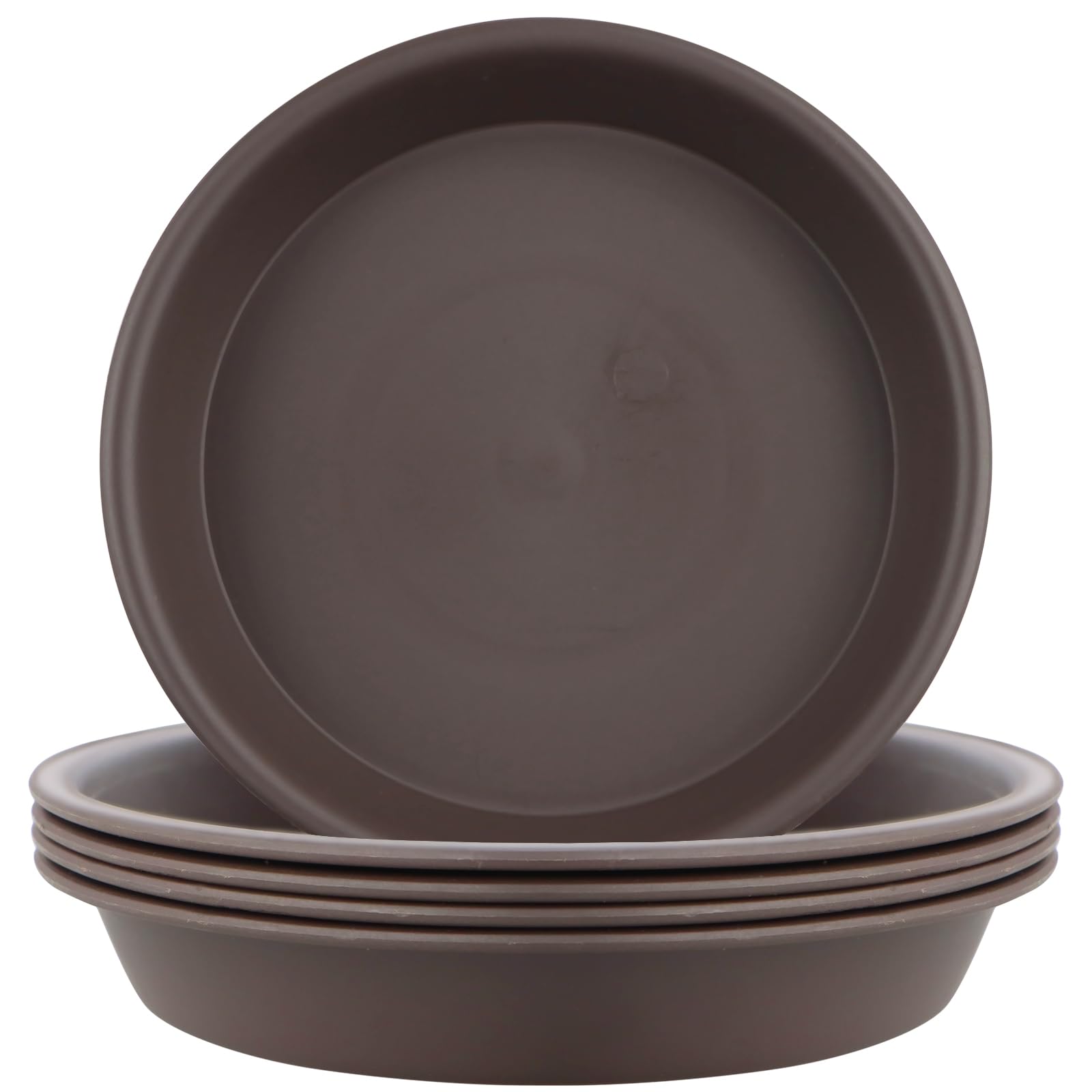 LIKOSO 5 Pack Plants Saucers, Plastic Plant Pot Saucers, ​Flower Pot Drip Trays for Indoor and Outdoor Plants - Brown,17 CM — image 1
