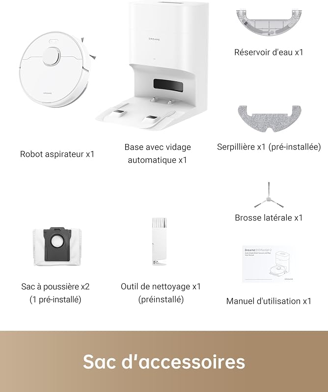 D10 Plus Gen 2 Robot aspirateur Laveur, Station vidage Auto. 90 j