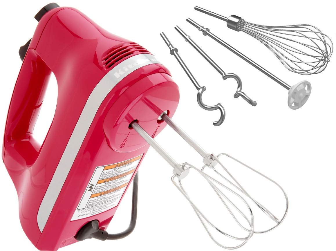 KitchenAid KHM926QCB 9-Speed Digital Hand Mixer with Turbo Beater II Accessories and Pro Whisk - Cranberry