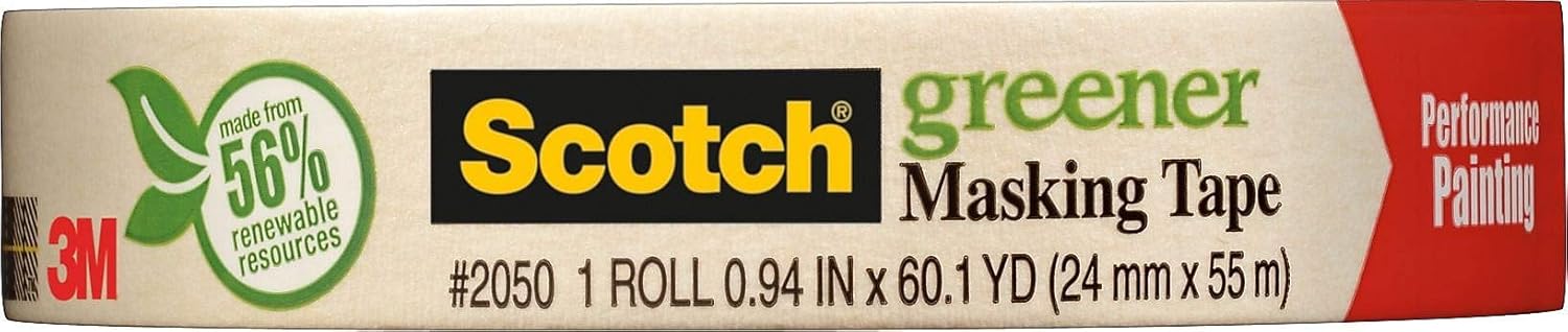 Scotch Greener Masking Tape, 0.94 in x 60 yd, 2050, 1 Roll - - 