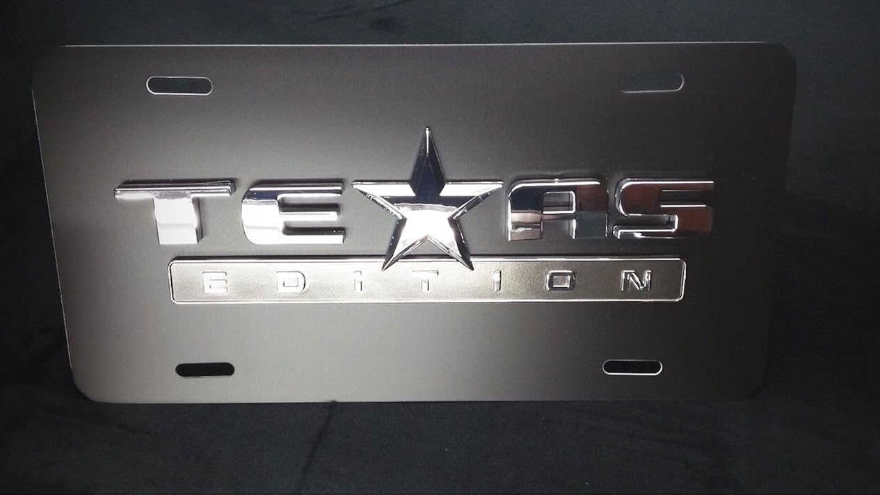 Texas Edition Emblem Metal License Plate Matte Black Texas
