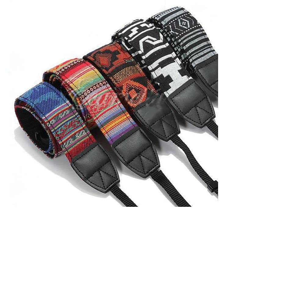 Q4 2 X Retro Camera Strap; Neck Strap/Shoulder Strap. Colourful Vintage Retro Designs. Pack of 2 Random designs.. (2 Pack/Random Colors)