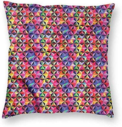 clayii Abstract Triangle Pillow Case Six-Pointed Stars Zipper Hidden 18x18 Inch
