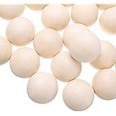 uxcell 50pcs Round Wood Balls 35mm Diameter Unfinished Solid Wooden Beads, Small Natural Craft Balls for DIY Craft Projects Art Ornaments