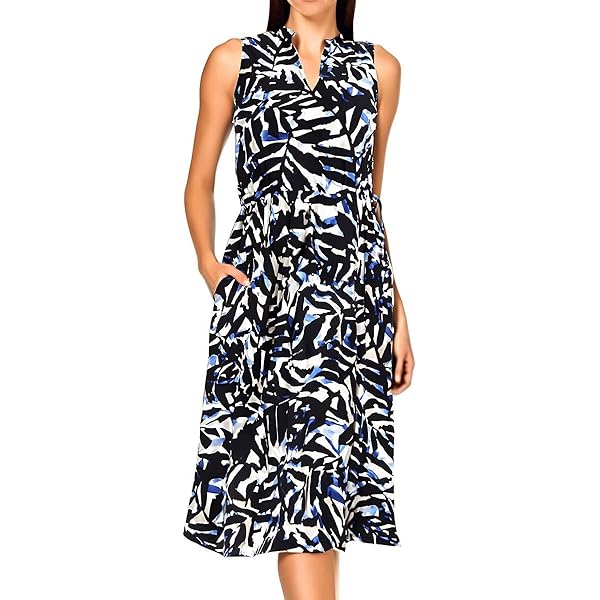Briggs Ladies' Ruffle V-Neck Linen Blend Dress (US, Alpha, Small, Regular,  Regular, Black) at Amazon Women's Clothing store