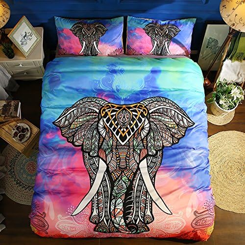 Prom Bedding Poly Fiber 3PC Bedding Sets 3D Colorful Mandala Bohemian Elephant Printing Duvet Cover King Size