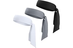 ONUPGO Head Ties Headband Sports Sweatband for Men Women, 3 Pack Adjustable Ninja Headband Karate Tie Back Sweat Wicking Workout Head Band for Basketball, Running, Tennis, Athletics